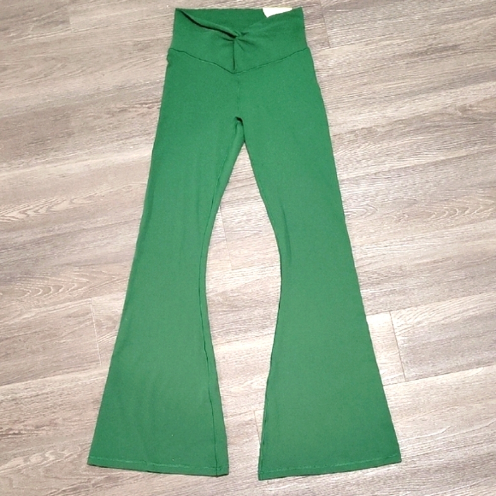 Green Flared Leggings
